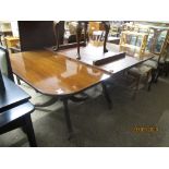 REPRODUCTION MAHOGANY TWIN PEDESTAL DINING TABLE, 121CM WIDE
