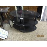 OVAL GLASS THREE-TIER TV STAND, 70CM WIDE