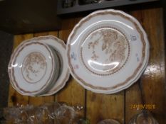 COLLECTION OF FURNIVALS QUAIL PATTERN CHINA INCLUDING NINE DINNER PLATES, SERVING DISH AND FURTHER