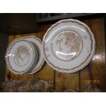 COLLECTION OF FURNIVALS QUAIL PATTERN CHINA INCLUDING NINE DINNER PLATES, SERVING DISH AND FURTHER