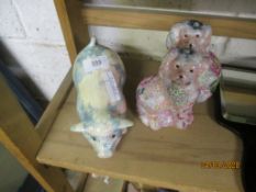 COLLECTION OF TWO POTTERY SPANIELS AND A FURTHER MODEL