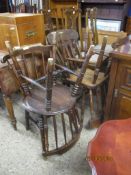 TWO PAIRS OF EARLY 20TH CENTURY DINING CHAIRS, ALL WITH SOLID SEATS