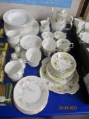 BOX OF CHINA TEA WARES AND DINNER WARES INCLUDING PART TEA SET BY ROYAL ALBERT IN THE SEPTEMBER SONG