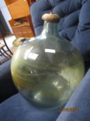 LARGE GLASS DEMI-JOHN, 53CM HIGH