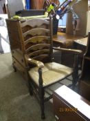 LANCASHIRE STYLE LADDERBACK RUSH SEAT CARVER CHAIR