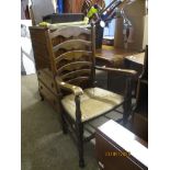 LANCASHIRE STYLE LADDERBACK RUSH SEAT CARVER CHAIR