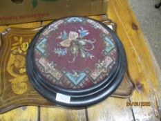 MARQUETRY SHAPED TRAY AND FOOT STOOL