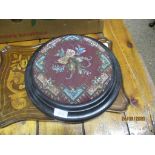 MARQUETRY SHAPED TRAY AND FOOT STOOL