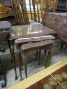 NEST OF THREE GLASS TOPPED REPRODUCTION TABLES