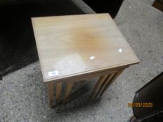 NEST OF THREE MODERN GLASS TOP TABLES, LARGEST 47CM WIDE