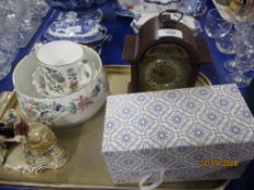 GROUP OF CHINA ITEMS AND A MODERN MANTEL CLOCK