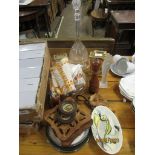 SUNDRY ITEMS INCLUDING A CUT GLASS DECANTER STOPPER, MODERN CARRIAGE CLOCK, ONE OTHER CARRIAGE