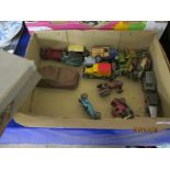 BOX CONTAINING SMALL DINKY TOYS IN PLAY WORN CONDITION