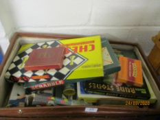 CASE CONTAINING QUANTITY OF BOARD GAMES CIRCA 1970S AND BEYOND, INCLUDING CHESS, SCRABBLE,