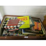 CASE CONTAINING QUANTITY OF BOARD GAMES CIRCA 1970S AND BEYOND, INCLUDING CHESS, SCRABBLE,