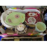 BOX CONTAINING CHINA WARES INCLUDING FRUIT BOWL AND A SERVING BOWL BY SHORTER WITH FLORAL