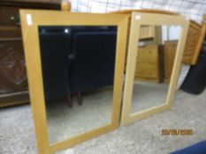 TWO MODERN WALL MIRRORS, BOTH APPROX 91CM HIGH