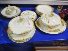 ART DECO STYLE DINNER WARES, BY GRINDLEY INCLUDING SERVING DISHES, TWO TUREENS, PLATES AND SIDE