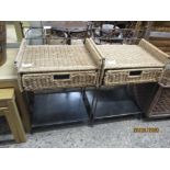 PAIR OF BASKET WORK MODERN BEDSIDE CABINETS, 46CM WIDE