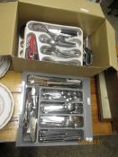 QUANTITY OF MODERN STAINLESS STEEL CUTLERY (2 BOXES)