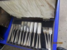 BOXED SET OF PLATED FISH KNIVES AND FORKS