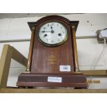 REGENCY STYLE MANTEL CLOCK WITH MARQUETRY EFFECT INLAY TO FRONT