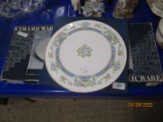 TWO LARGE ROYAL WORCESTER SERVING PLATES AND A CERAMIC WARE FISH SERVING PLATTER