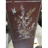 ORIENTAL HARDWOOD CHAIR WITH INLAID DECORATION TO SPLAT DEPICTING FOLIAGE AND BIRDS, APPROX 102CM