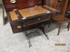 REPRODUCTION LEATHER INSET SMALL SOFA TABLE