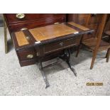 REPRODUCTION LEATHER INSET SMALL SOFA TABLE