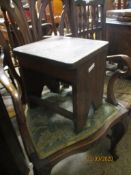 SMALL OAK RUSTIC FOOT STOOL, 30CM WIDE