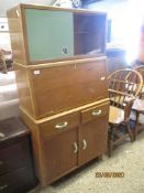 RETRO SIDE CABINET WITH FALL FRONT, SLIDING DOORS, CUPBOARDS ETC, 76CM WIDE