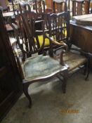 EDWARDIAN MAHOGANY CARVER CHAIR AND SPINDLE BACK RUSH SEAT BEDROOM CHAIR