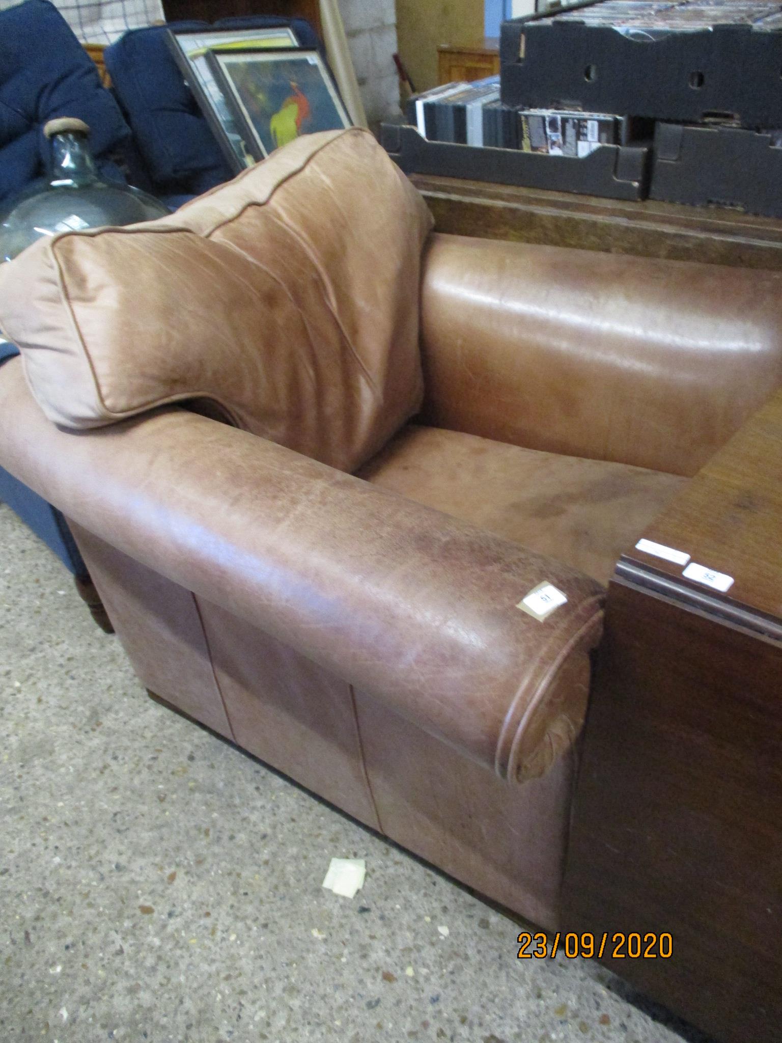 LEATHER UPHOLSTERED EASY CHAIR