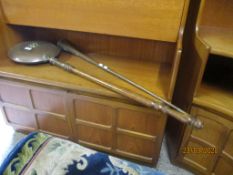 COPPER WARMING PAN AND FURTHER REPRODUCTION HUNTING HORN