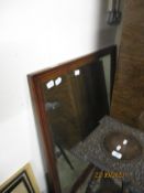 LARGE WOODEN FRAMED MIRROR APPROX 86CM SQ