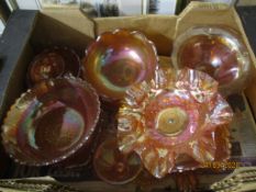 BOX CONTAINING CARNIVAL GLASS