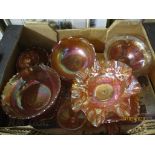 BOX CONTAINING CARNIVAL GLASS