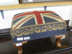 UNION JACK UPHOLSTERED FOOT STOOL WIDTH APPROX 40CM