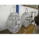 TWO RETRO STYLE OUTSIDE HANGING LIGHTS, 63CM HIGH