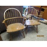 PAIR OF REPRODUCTION STICK BACK KITCHEN ARMCHAIRS