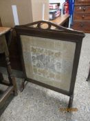 VINTAGE FIRE SCREEN WITH FABRIC PANEL, 63CM WIDE