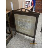 VINTAGE FIRE SCREEN WITH FABRIC PANEL, 63CM WIDE