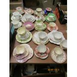 COLLECTION OF ENGLISH PORCELAIN CUPS AND SAUCERS, VARIOUS MAKERS INCLUDING FOLEY CHINA, AYNSLEY ETC