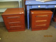 PAIR OF G-PLAN THREE DRAWER BEDSIDE CABINETS, 48CM WIDE