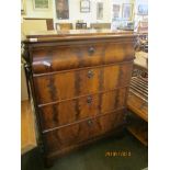 MAHOGANY BIEDERMEIER STYLE CHEST OF FOUR DRAWERS, 90CM WIDE