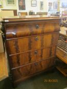 MAHOGANY BIEDERMEIER STYLE CHEST OF FOUR DRAWERS, 90CM WIDE