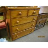 VICTORIAN SATINWOOD FIVE DRAWER CHEST (A/F), 86CM WIDE