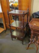 19TH CENTURY MAHOGANY THREE TIER WHATNOT, 46CM WIDE