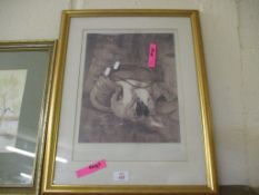 PRINT OF PUPPY IN GILT FRAME